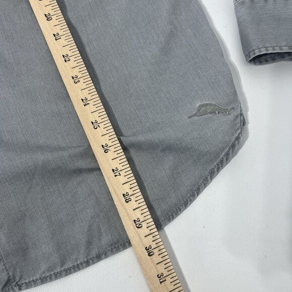 Tommy Bahama Button Down Shirt Large Gray Soft Casual Long Sleeve Top Lux - Picture 12 of 12